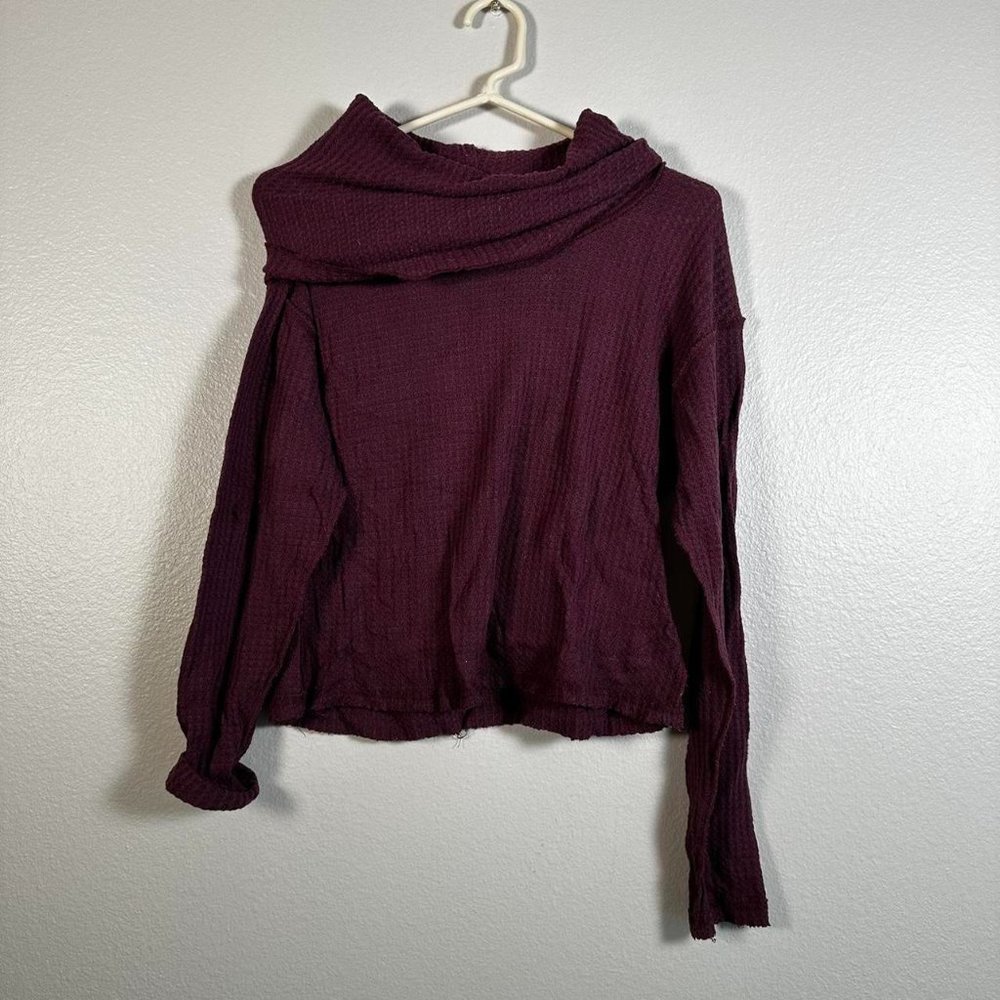 Free People Maroon Turtle Neck Shirt